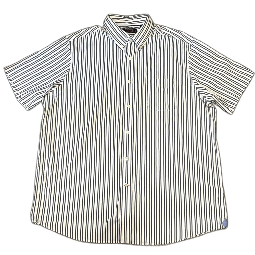 Cremieux Performance Striped Button-Down Shirt Short Sleeve‎ Lightweight Size XL